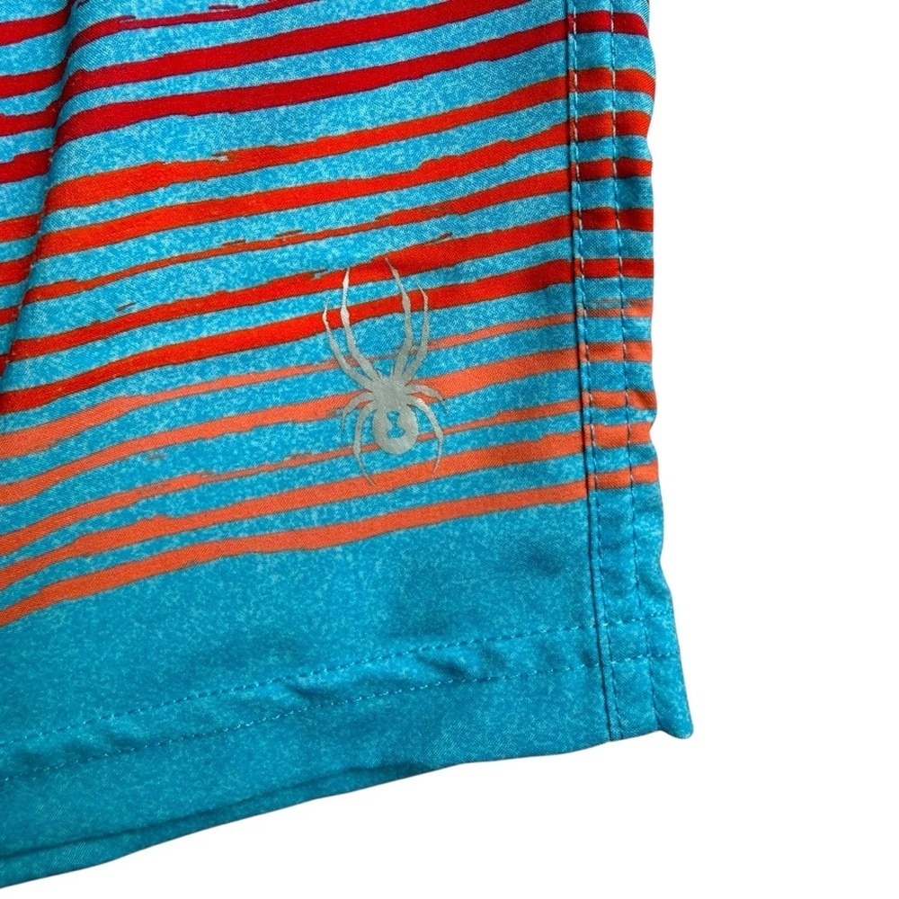 Spyder Boys Striped Board Shorts Swim Trunks Large 14/16 Blue Multicolor Logo - Picture 4 of 7